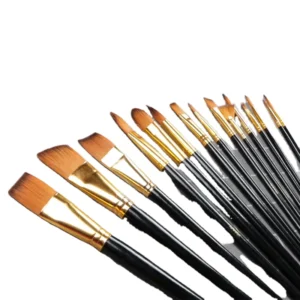 15pcs Set with Black Bag Long Handle Drawing Art Paint Brushes