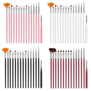 15pcs/set Nail Art Paint Brush Pink Acrylic Nail Brush Set of 15 Pieces