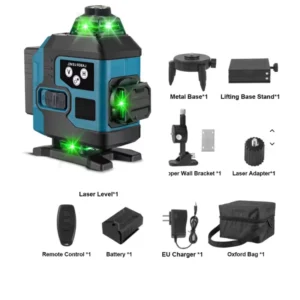 16 Lines Remote Control Laser Level Green Rotating Laser Line 360° Large Beam Irradiation Fine Adjustment