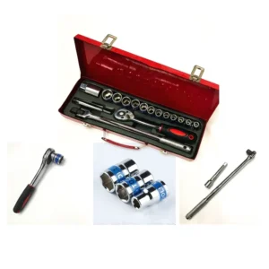 16 Piece Hand Operated Auto Repair Set Socket Ratchet Wrench Multi Function Combination Tool Box Chrome Vanadium Steel