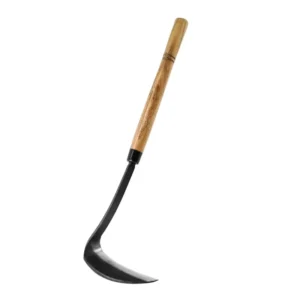 17 Inch High-Carbon Steel Hand Weeder Tool Wood Quick Work Gardening Sickle Hoe Sharp Edge One-Piece Molding for Digging Cutting