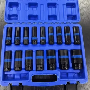 17pcs Long Impact Socket Set CR V Hand Tools for Home Repair Hard Case Package Metric Measurement