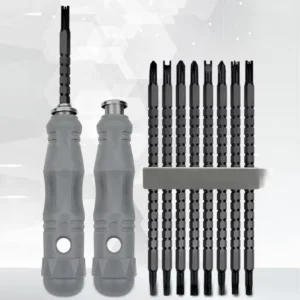 18 No.7S012 Industrial Adjustable Multi Function Screwdriver Set Plastic Cushion Grip Two Magnetic Replaceable Bits DIY Projects