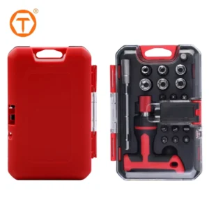 18 Piece Portable Multi Bit Tools Socket Screw Driver Ratchet Screwdriver Bits Set with T Shape Handle