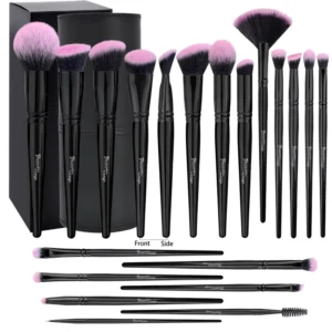 19PCS Nano Hair Glossy Black Color Foundation Eyeliner Makeup Brush Set