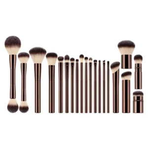 19pcs Cruelty Free Vegan Luxury Makeup Brush Set Hourglass Series with Aluminium Handle Flat Style for Face Use
