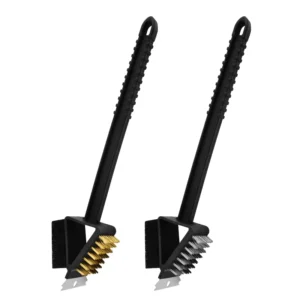 1pc 3 in 1 Corner Copper Wire Brush Barbecue Grill Oven Cleaning Brush Long Handle