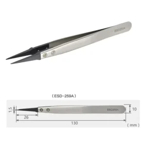 1pcs High Quality ESD Anti Static Tweezers With Replaceable Tips Full Stainless Steel Body Carbon Fiber Conductive Plastic