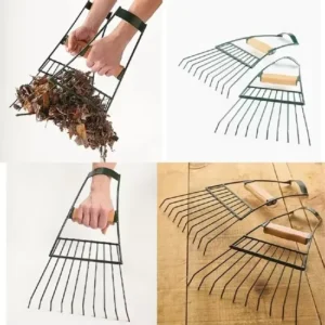 2 Pair Hand Lawn Grass Removal Leaf Rake with Wooden Handle Od009 23