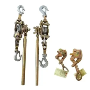 2 Ton Dual Gear Ratchet Puller Wire Rope Come Along Winch with 2 Hooks High Tensile Steel Cable for Power Line Stringing