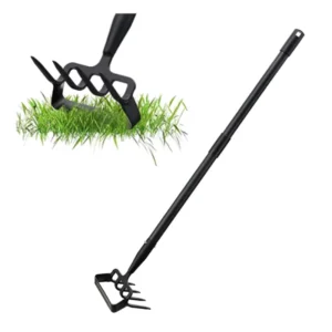 2 in 1 Garden Tool with Adjustable Long Handle Action Scuffle Loop Hoe with Rake Soil Tiller Cultivator Stirrup Hoe Garden Hoe