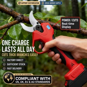 2.5CM Electric Pruning Shear with 1 Battery and 1 Charger SK5 Blade Cordless Branch Pruner