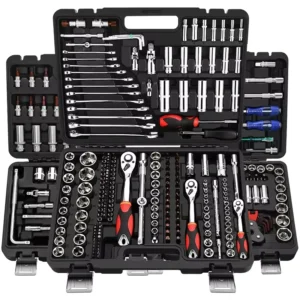 216 Piece Auto Repair Mechanical Tools Kit 1 Drawer Heavy Duty Metal Box OEM Supported Case Hand Metal File Wrenches Automotive