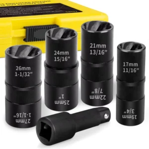 21mm Lug Nut Remover Wheel Lock Removal Kit 1/2-Inch-Drive Impact Easy Out Bolt Extractor Socket