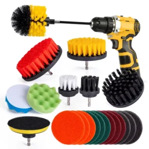 22 Pcs Industrial OEM Car Cleaning Brushes Kit with Attachment Brush Pad Sponge Electric Brush & Extension Pole Multi Purpose
