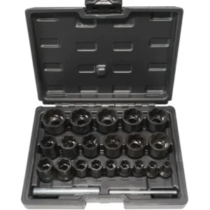 22 Piece Twist Broken Damaged Bolt and Nut Extractor Set 1/2 and 3/8 Drive Impact Lug Nut Remover Socket Tool