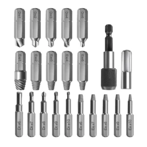 22pcs High Speed Steel Broken Head Screw Extractor Set All Purpose Broken Bolt Remover Screw Extractor