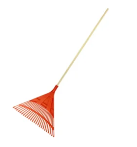 24 Teeth Garden Hand Leaf Rake with Heavy Duty Wooden Handle Tools Plastic Rake