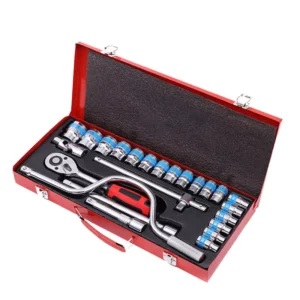 24PCS Tool Kit Multi Function Aluminum Iron Ratchet Socket Wrench Set Tool Box Set Hand Tool Sets