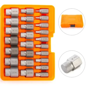 25PCS Easy Out Damaged Screw Extraction Broken Bolt Remover Multi spline Hex Head Screw Extractor Set