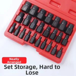 25PCS Screw Extractor Set Damaged Bolt Remover MultiSpline Extractor Kit for Broken Stripped Rusted Bolts Nuts and Studs
