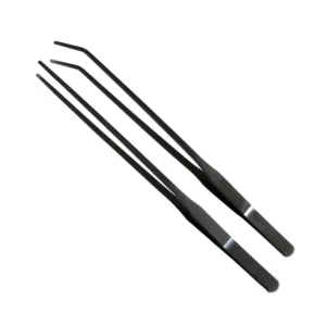 27cm 10.6 Inch Metal Grip Tweezers With Logo for Planted Fish Tank Black Tweezers