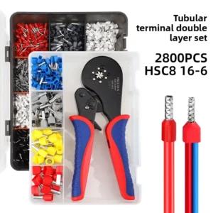 2800 Pieces Double Layer Set Tubular Terminals HSC8 16 6 Wire Crimper Pliers Cold Press Wiring