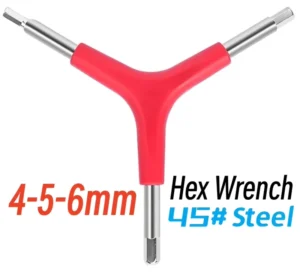 3-Head Hex Wrench 45# Steel 4/5/6mm Sizes Y-Shaped Allen Key for Bicycle Wrench Tool
