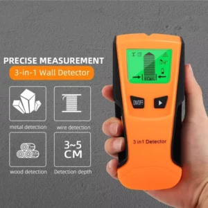 3 In 1 Wall Scanner Detector Metal Wood Stud AC Voltage Live Wire Hidden Electric Box Finder