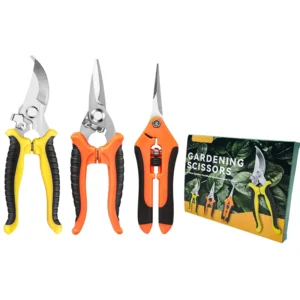 3 Piece Durable Stainless Steel Garden Pruning Shears Set Industrial Grade Sharp Bypass Pruner for Trimming Branches