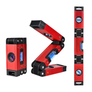 3 Sections Measuring Folding Magnetic Aluminum Alloy Level 4 Easy-Read Level Bubbles 45/90/180 Degree Industrial High Accuracy