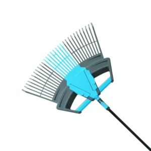 3-in-1 Telescopic Carbon Steel Handle Leaf Rake with 30 Tines for Outdoor Gardening and Leaf Weed Cleaning