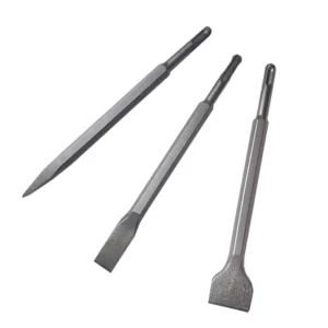 3-piece Set of Round Handle Two-pit Two-groove Chisel Pointed Flat U-shaped Widened Chisel Impact Drill Bit Set
