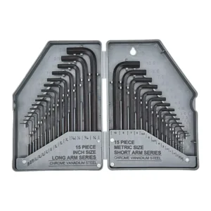 30 Pcs Extra Long Flat Head Hex Key Set Metric Imperial Internal Hex Wrench Industrial Tool Kit For Repair DIY