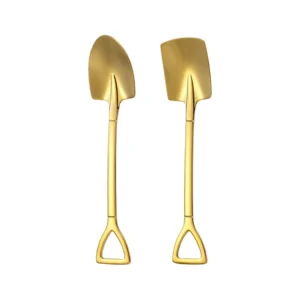 304 Stainless Steel Shovel Spoon Steel Spade Scoop Mini Coffee Fruit Ice Cream Dessert Spoon Kitchen Tableware Set Gold Silver