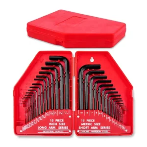 30pc SAE Metric Hex Allen Key Wrench Set Folding Hard Case Small Large Sizes Chrome Vanadium Steel Black Hi Spec OEM ODM Ready