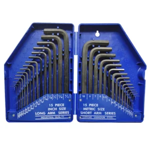 30pcs Industrial Grade Steel Hex Key Set Metric and British Flat Head L Shaped Allen Wrenches