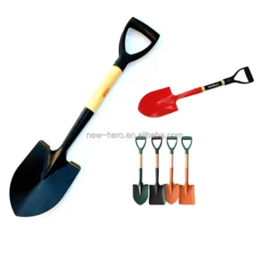 31″ Gardening Farming Tools Large Metal Steel Hand Round Mouth Agricultural Spade Shovel with Wooden Handle D Grip