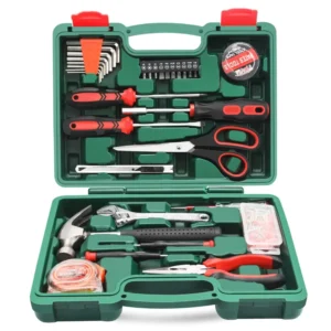 32 Piece Essential Stainless Steel Household Tool Set Hand Powered 1 Year Hammers Included Protective Case