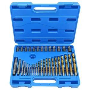 35 Piece HSS Steel Screw Extractor Kit with Reverse Drill Bit for Removing Broken Nuts and Stripped Bolts Vehicle Tool