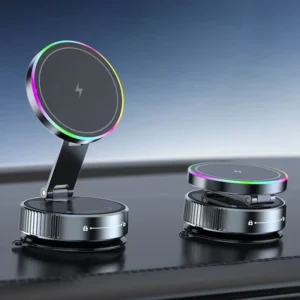 360 Adjustable Magnetic Car Phone Holder Vacuum Suction Cup Phone Holder with Car Wireless Charger for Dashboard