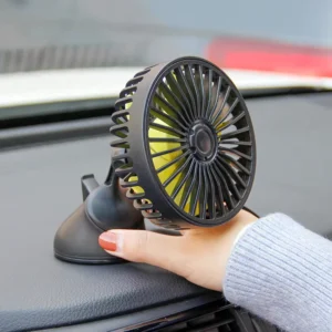 360 Rotatable Plastic Car Cooling Fan Strong Suction Cup USB Powered 5 Blade Fan 3 Speed Adjustable Dashboard Windshield Mount