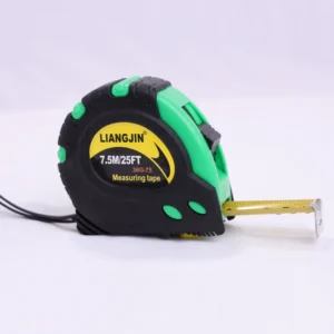 36G-75 7.5m/25ft Heavy Duty Measuring Tape Green & Black Shockproof Rubber Case Self Locking Tape Measure