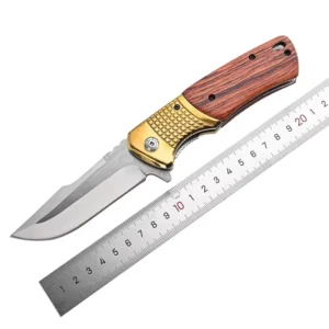 3CR13 Stainless Steel Blade Pocket Knife with Wood Handle for Outdoor Camping and Hiking