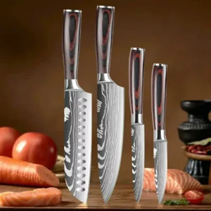4 Piece Japanese Style Kitchen Knife Set 8 Inch Chef Sushi Steak Utility Sashimi Paring 7 Inch Santoku Kitchen Knife Set