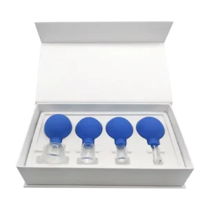4 Pieces Glass Cupping Set Silicone Massage Vacuum Suction Cups for Face