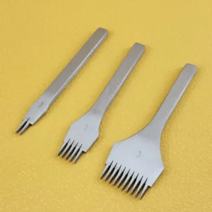 4 Sizes DIY Leather Craft French Chopping Teeth Oblique Flat Hole Chisel Graving Prong European Style Stitching Punch Tool Kit