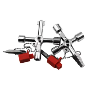 4 Way Cross Key Multifunction Triangle Wrench Plumber Electrician Gas Electric Meter Cabinets Bleed Radiator Tool