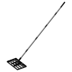 43*26cm Manual Steel Lawn Leveler with Stainless Steel Pole for Garden Backyard Golf Course Farm Lawn Leveling Rake