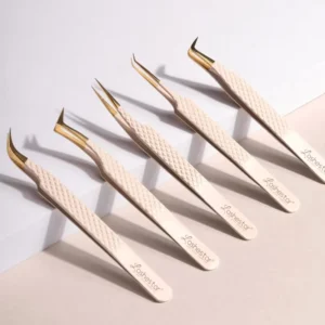 45 90 Degree L Shape Fiber Tip Tweezers Eyelash Extension Volume Lash Tweezers